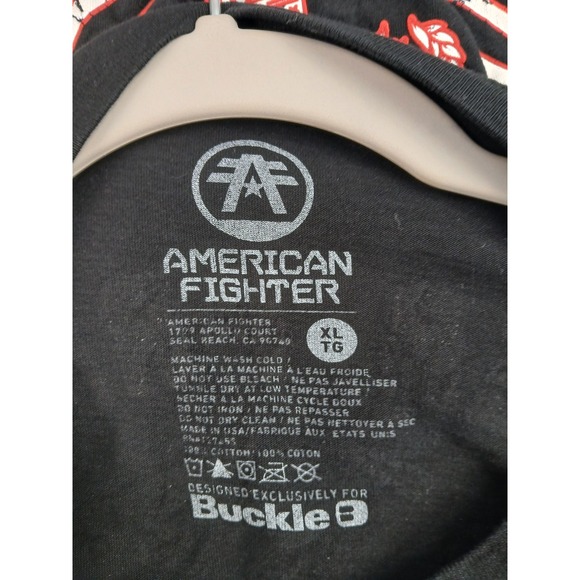 American Fighter Shirt Mens Extra Large Black Long Sleeve Graphic Buckle MMA - Picture 2 of 6